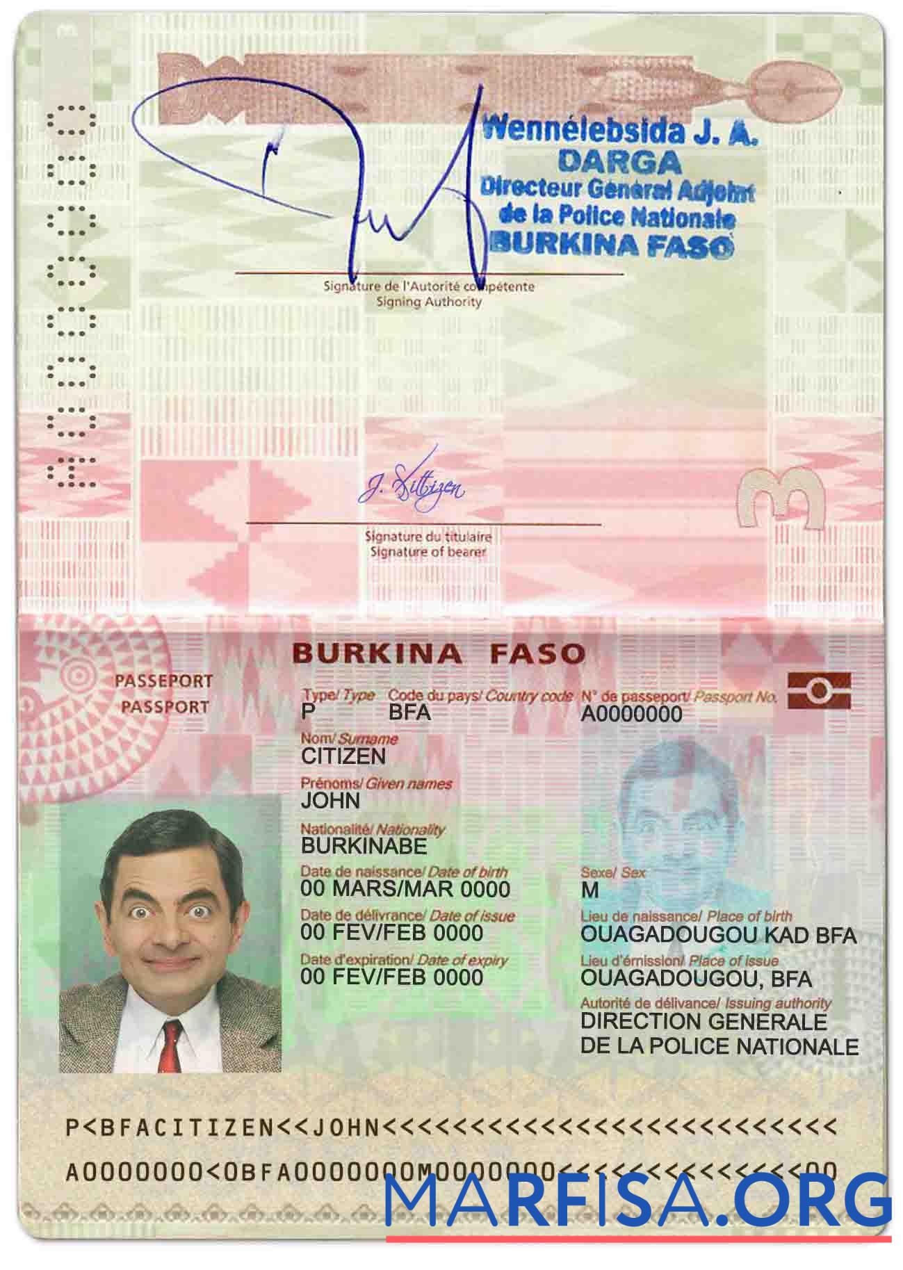 Downloadable Burkina Faso passport (2018 present) download for verification